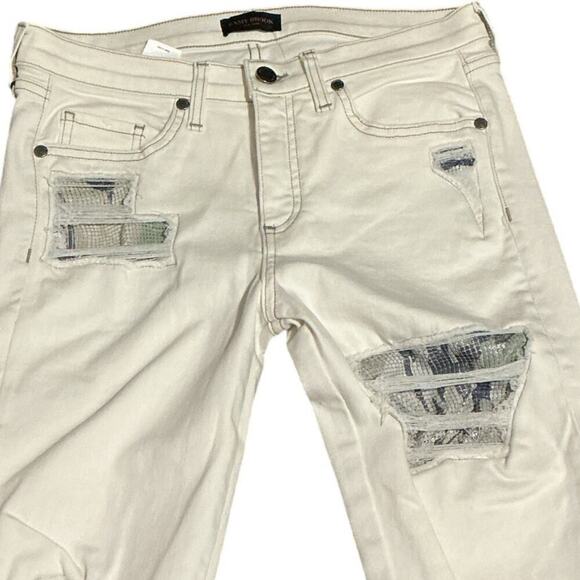 Ramy Brook Mid Rise Skinny White Jeans Chain Link Patterned NWT Women’s 28 - Picture 5 of 12